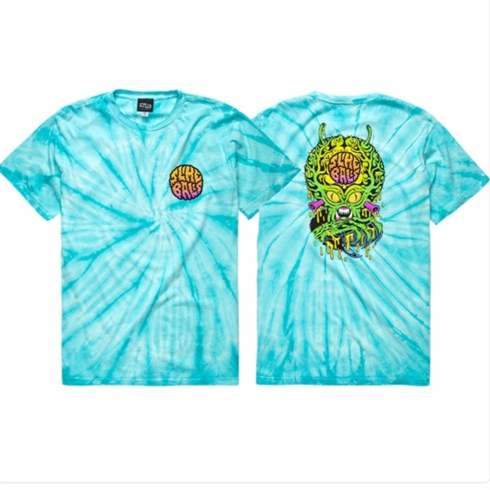 Slime Balls Freak Invader Mens T-Shirt Aqua Tie-Dye Colorway Artwork XL 🔥